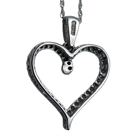 10kt White Gold Diamond Heart Pendant with 10kt White Gold Chain Necklace 1.58g - Picture 6 of 11